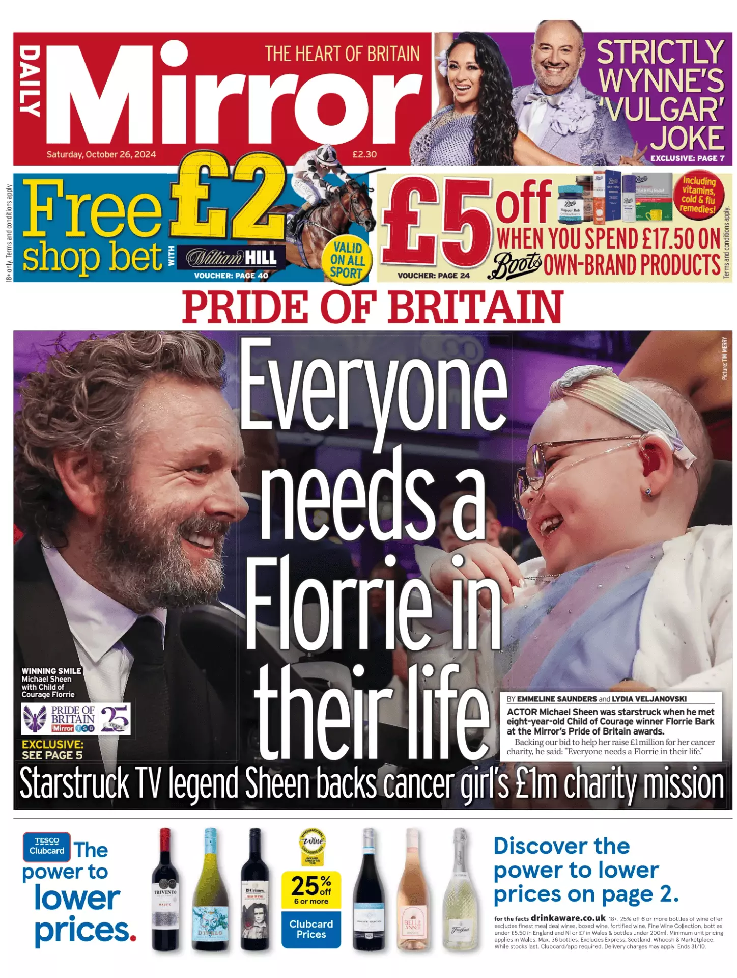 Prima-pagina-Daily Mirror-edizione-di-oggi-26-10-2024